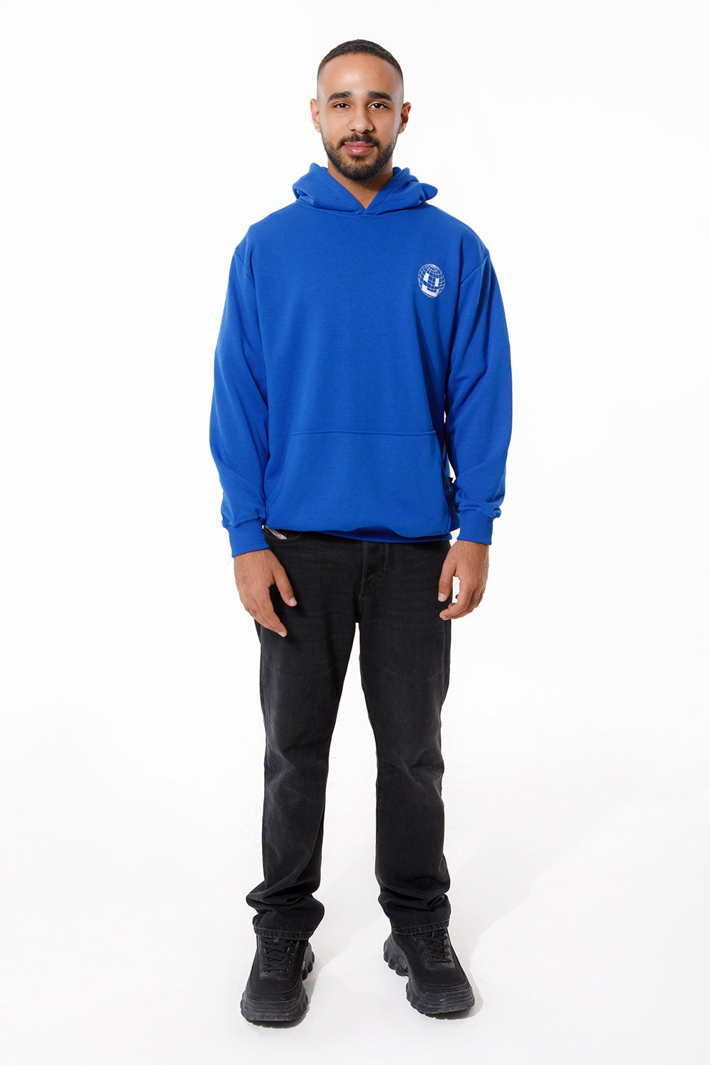 Smiley Globe Hoodie Blue