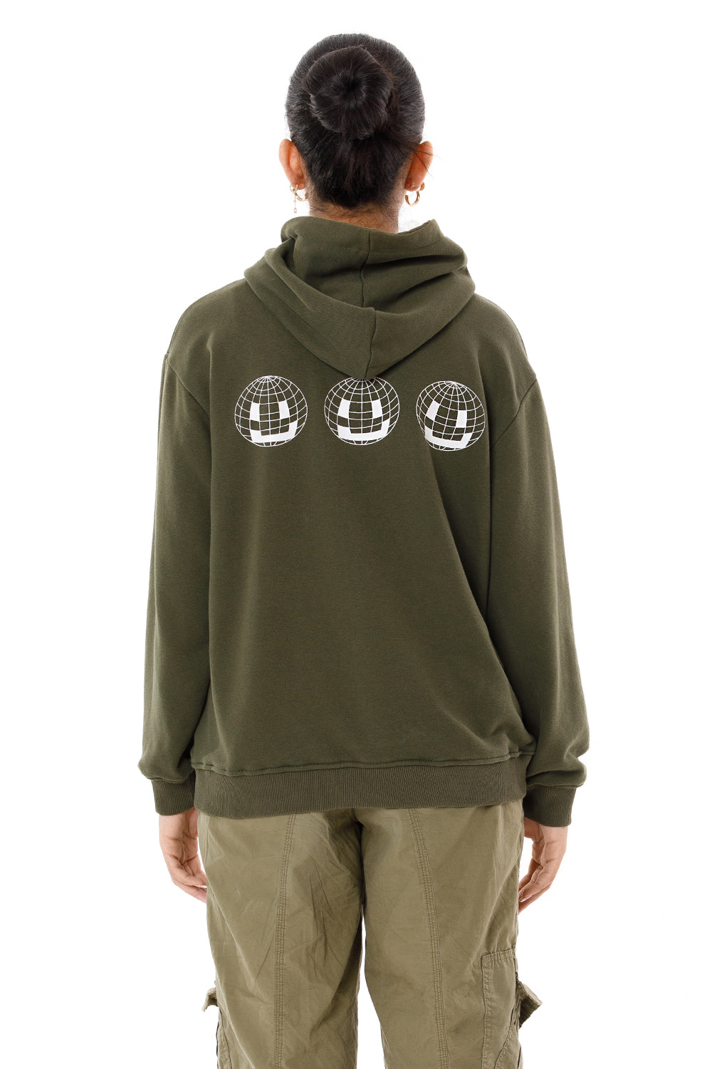 Smiley Globe Hoodie Olive