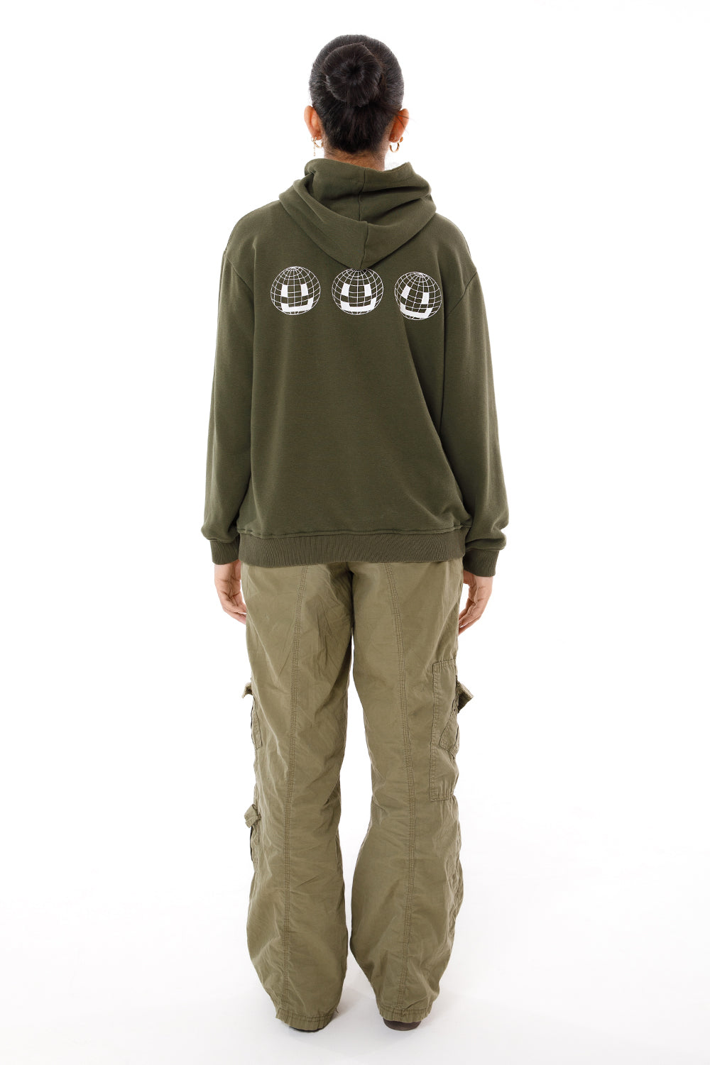 Smiley Globe Hoodie Olive