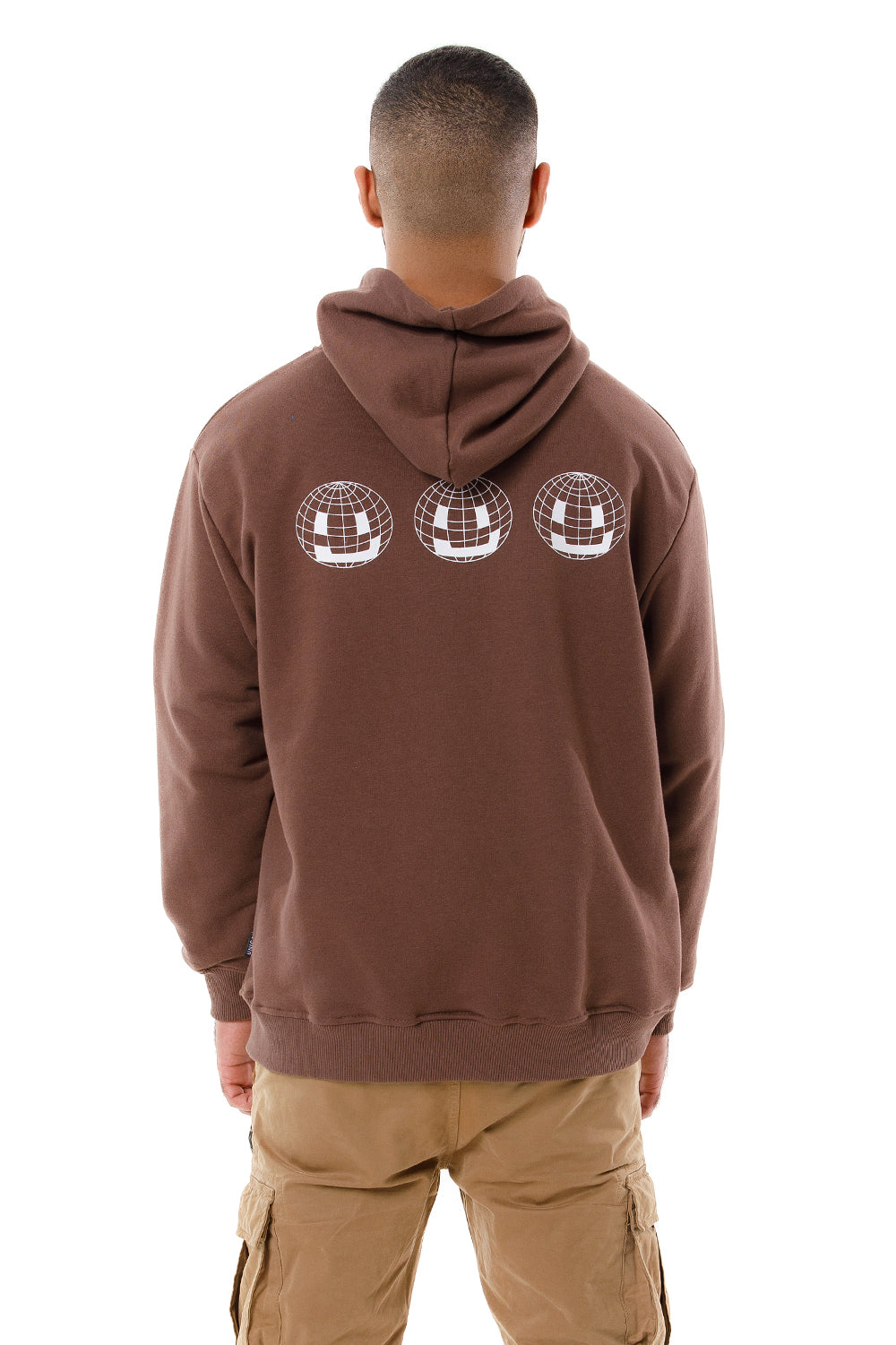 Smiley Globe Hoodie Brown