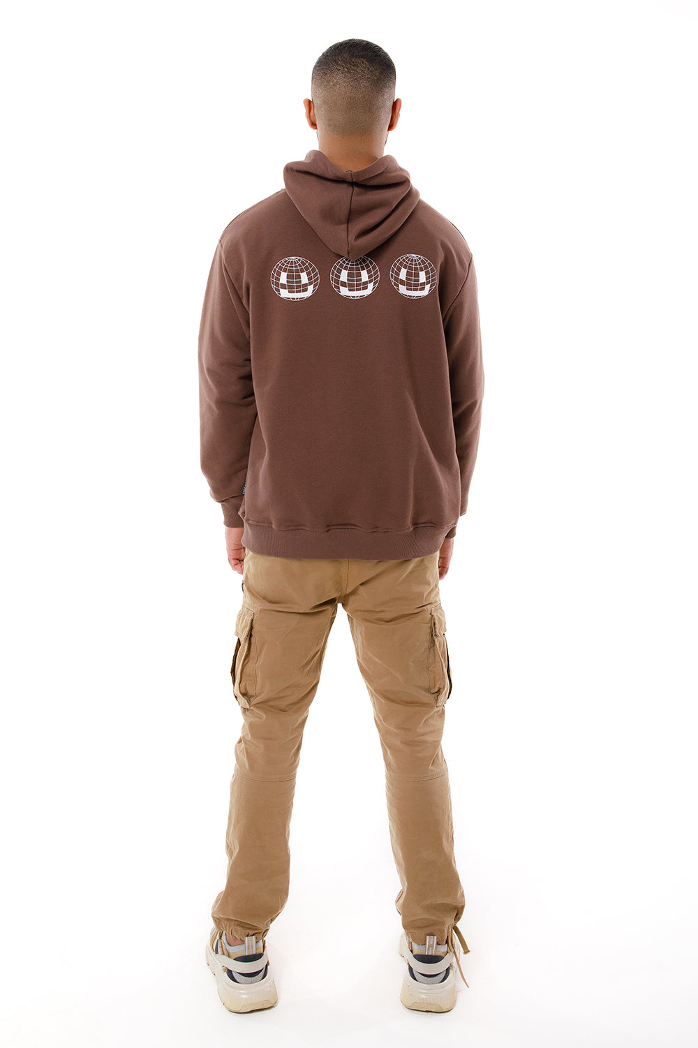 Smiley Globe Hoodie Brown