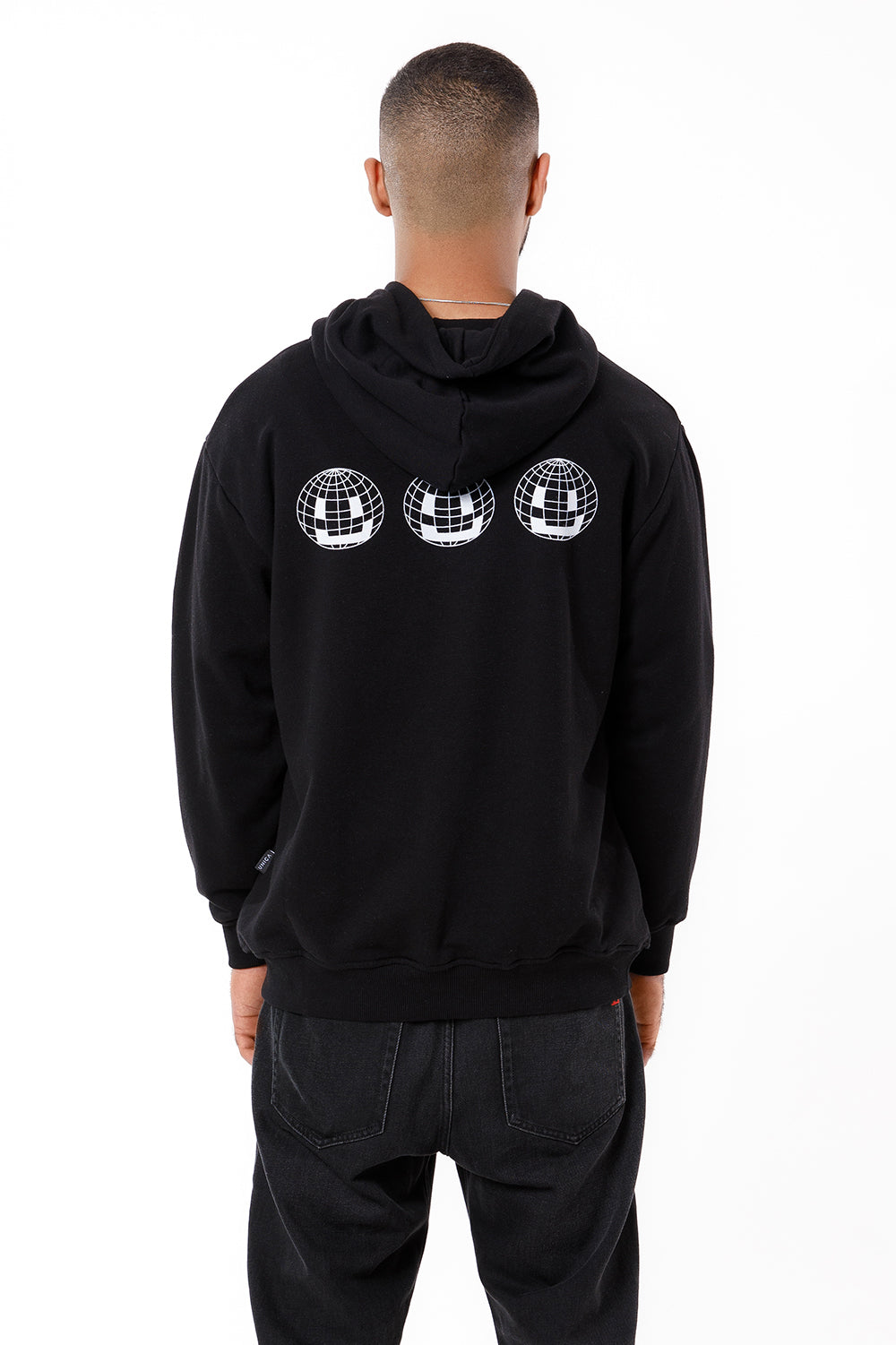 Smiley Globe Hoodie Black