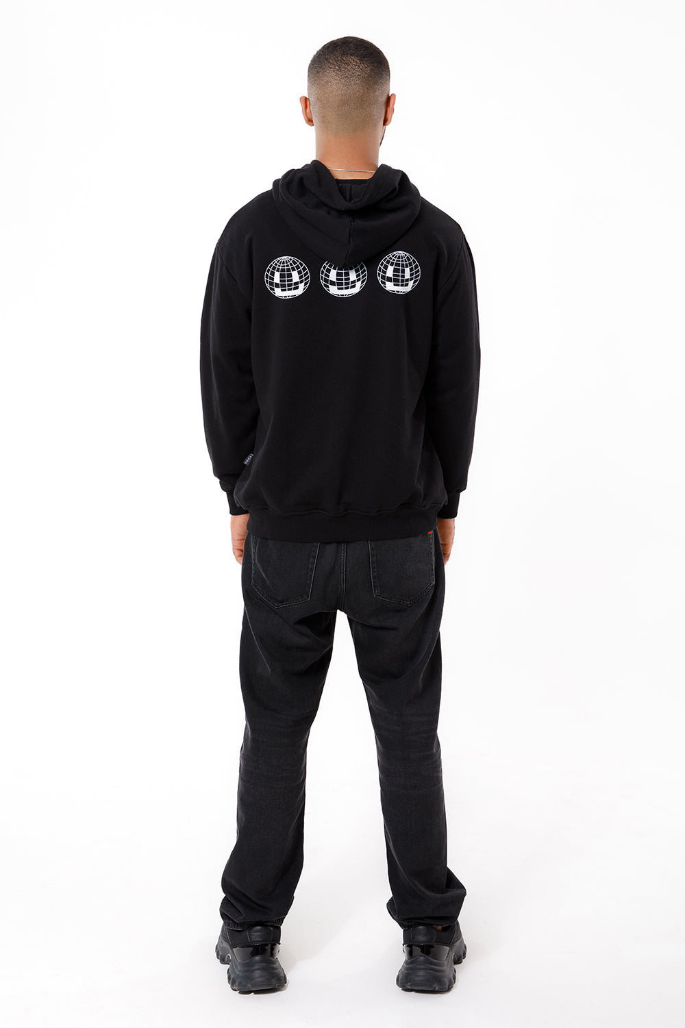 Smiley Globe Hoodie Black