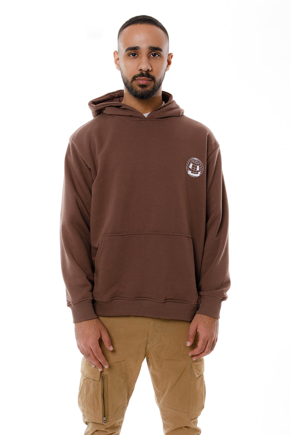 Smiley Globe Hoodie Brown